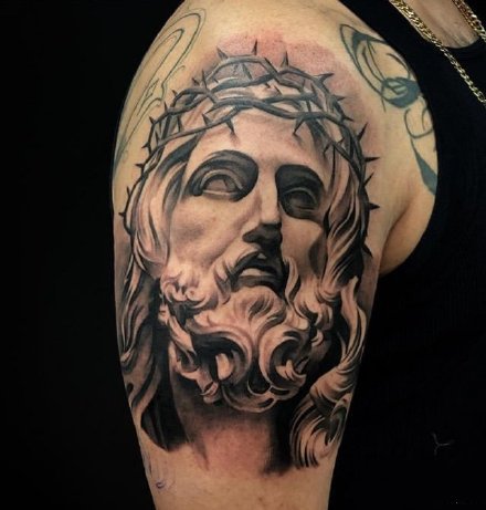 耶稣纹身，宗教类纹身图案耶稣精美创意纹身图片作品