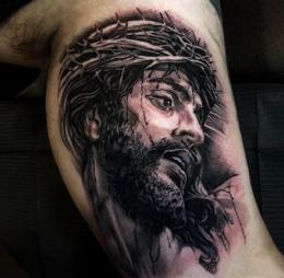 <span style='color:red;'>耶稣纹身</span>，宗教类纹身图案耶稣精美创意纹身图片作品