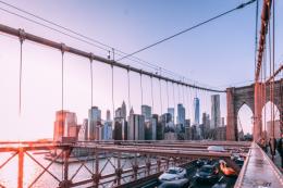 美国纽约布鲁克林大桥<span style='color:red;'>旅游</span>唯美风景景色图片