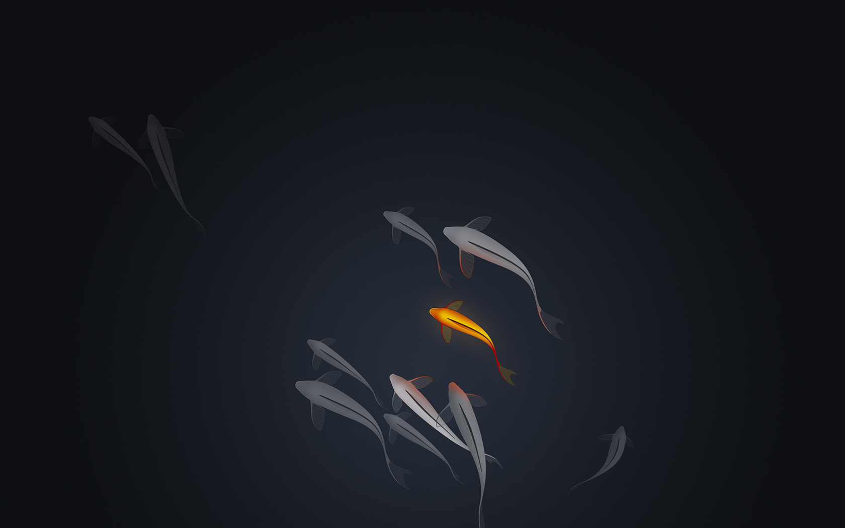 超细腻画风的水中金鱼创意桌面壁纸