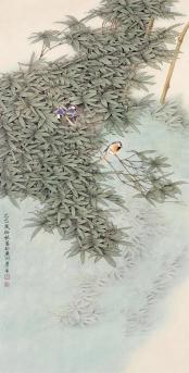 关于小麻雀的中国风手绘国画高清手机壁纸图片