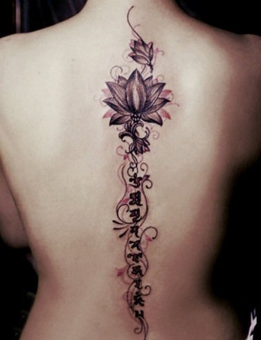 梵花纹身图案，女生背部精美好看的梵花纹身图案图片