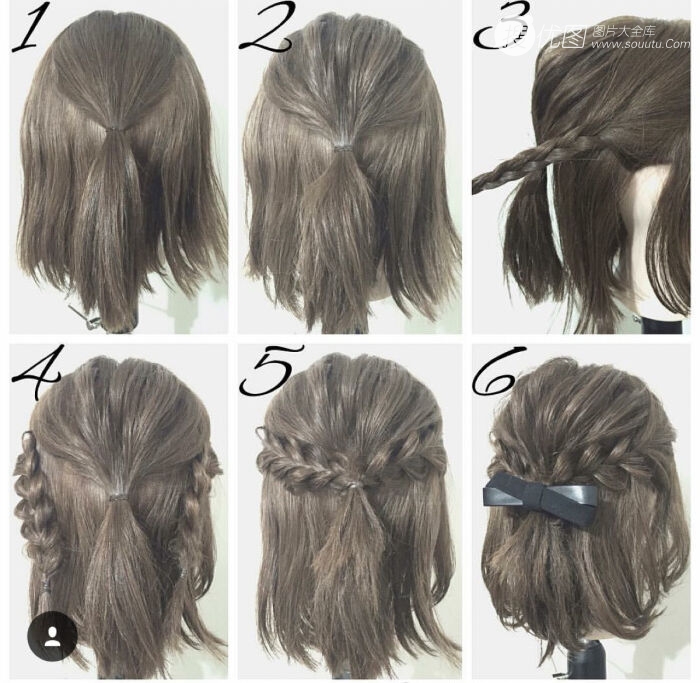 短发辫子的三种编发，带步骤图