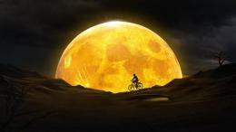唯美月空满天<span style='color:red;'>孔明灯</span>下的女孩，一轮圆月下的骑车的少女等梦境唯美图片