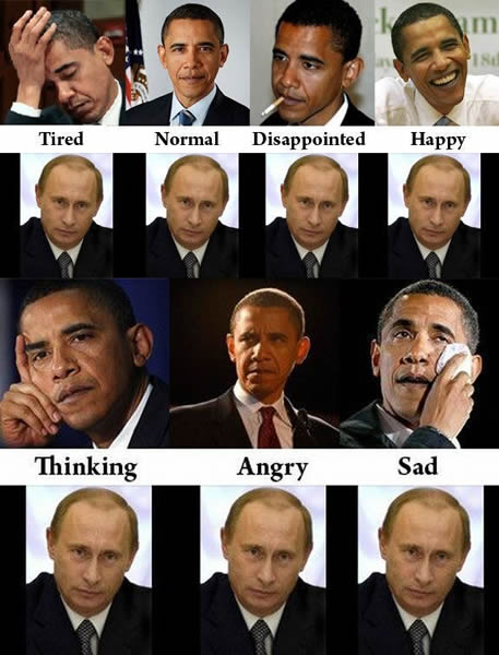 奥巴马的与普京的表情