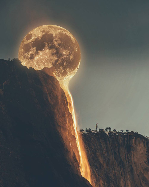 月亮与火山的完美结合