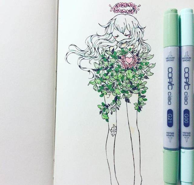 简单马克笔手绘图片，美丽的花仙子，每一个都是小仙女