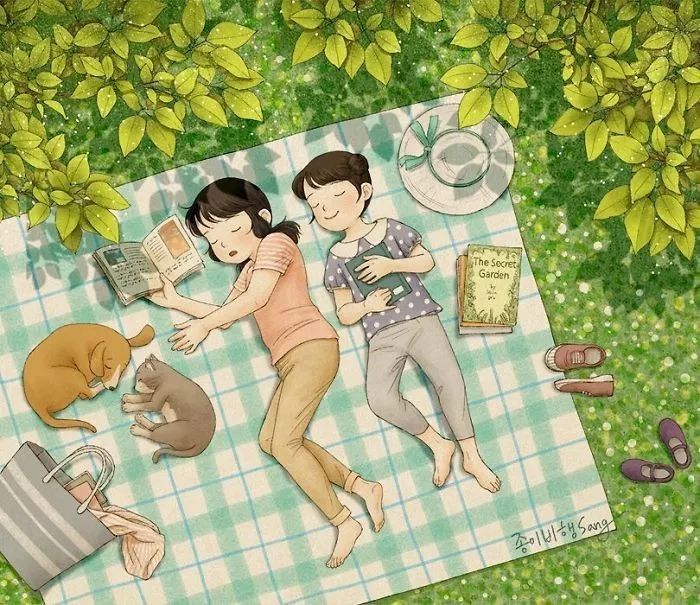 你的童年是什么样子的？韩国画师暖心描绘童年“陪伴”插画美图