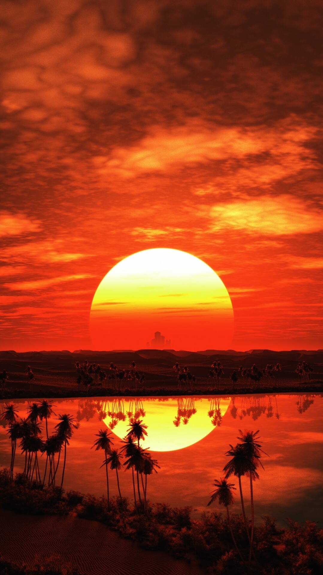 橙红日出的大太阳高清唯美手机壁纸
