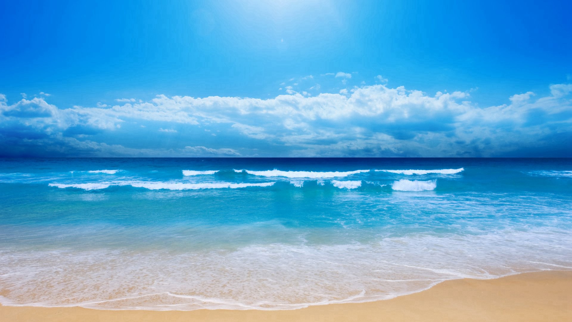 波光粼粼，波澜壮阔的蓝色大海，海洋超美风光桌面壁纸图片