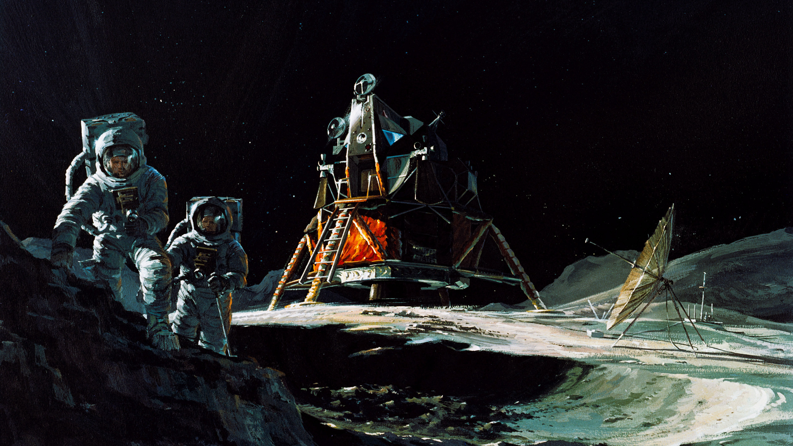 <span style='color:red;'>月球</span>上的宇航员油画风格桌面壁纸