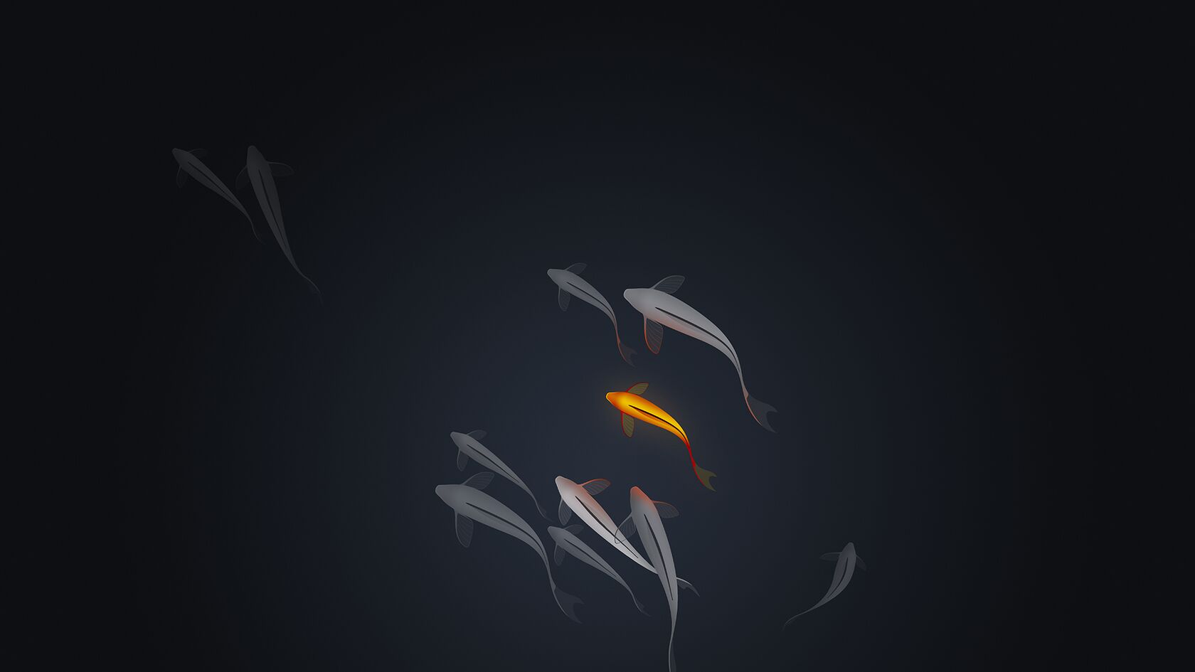 超细腻画风的水中金鱼创意桌面壁纸