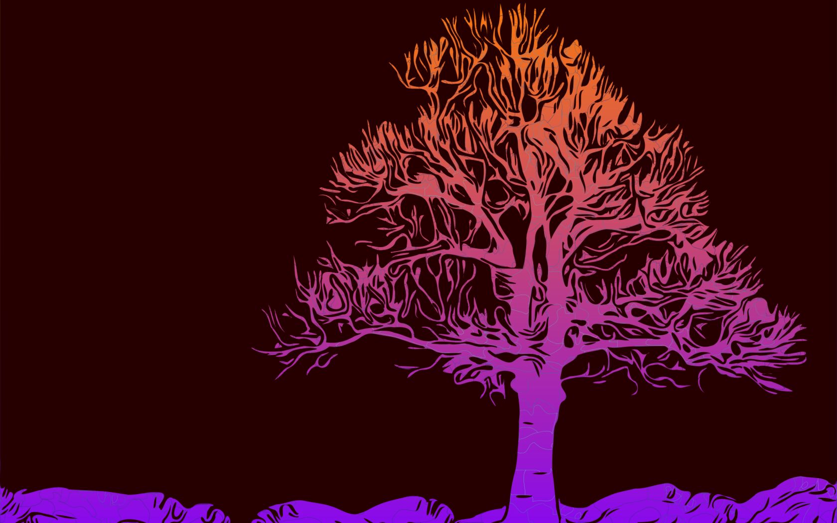 多彩抽象大树唯美背景壁纸图片 如彩虹般的紫色，粉红色