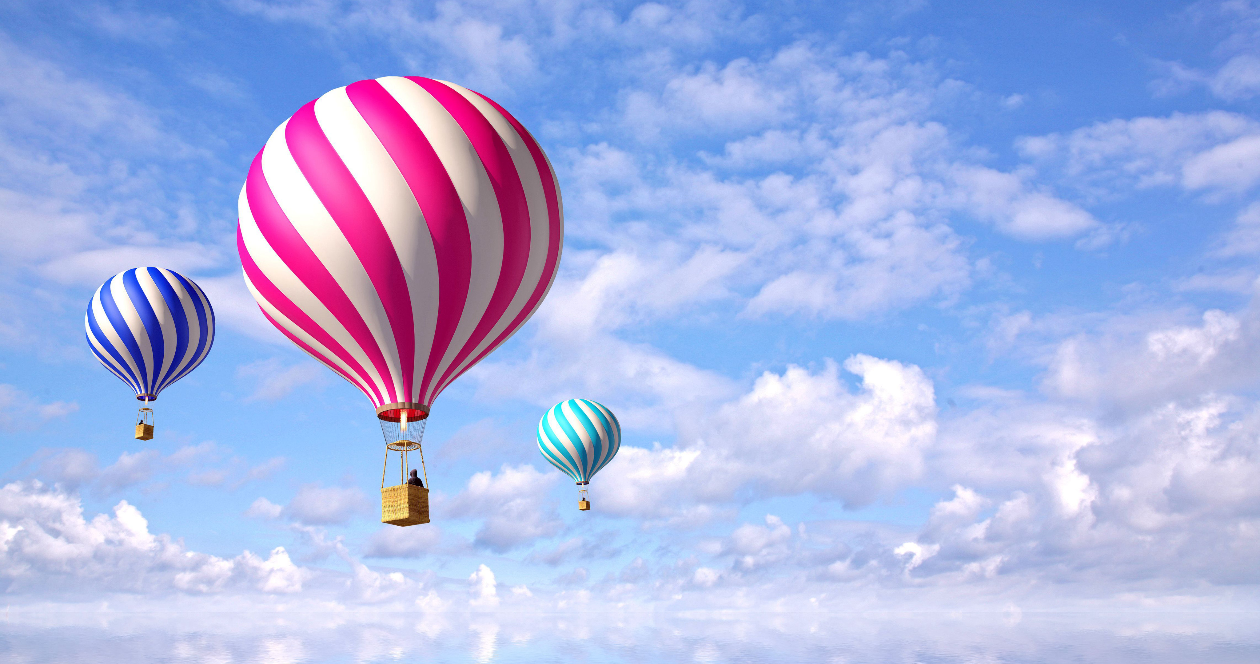 飘在天空上的热气球唯美浪漫电脑桌面壁纸