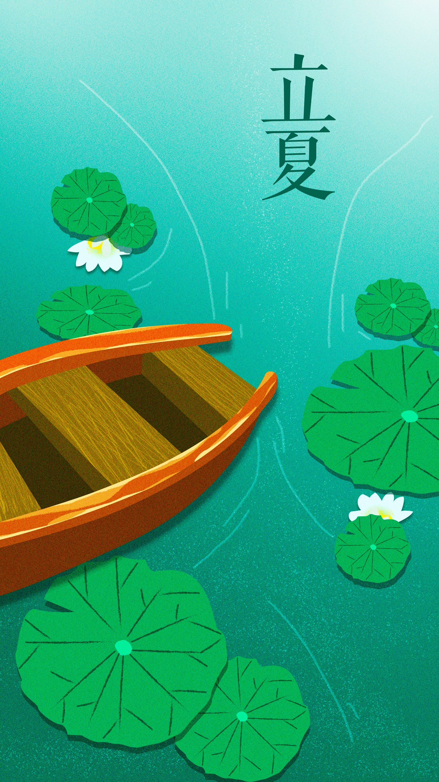 荷叶，池塘，小船唯美养眼立夏手机壁纸图片