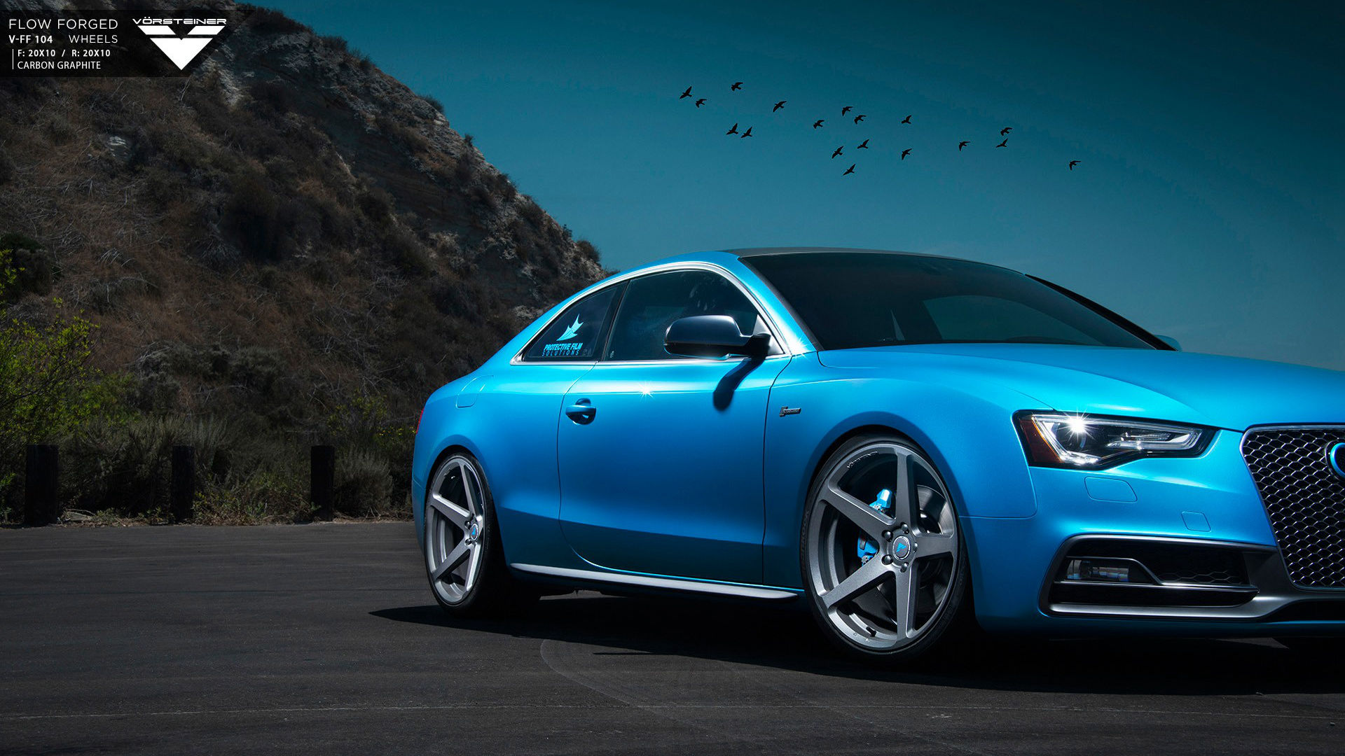 S5高清电脑壁纸免费下载 蓝色车身奥迪轿跑Audi