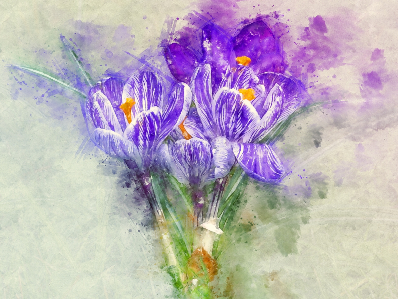 花朵紫色浪漫水墨壁纸文艺优雅高清图片下载