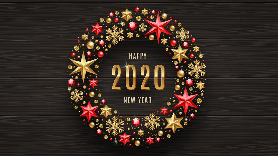 2020新年字体，2020年新年快乐艺术字体唯美背景图片