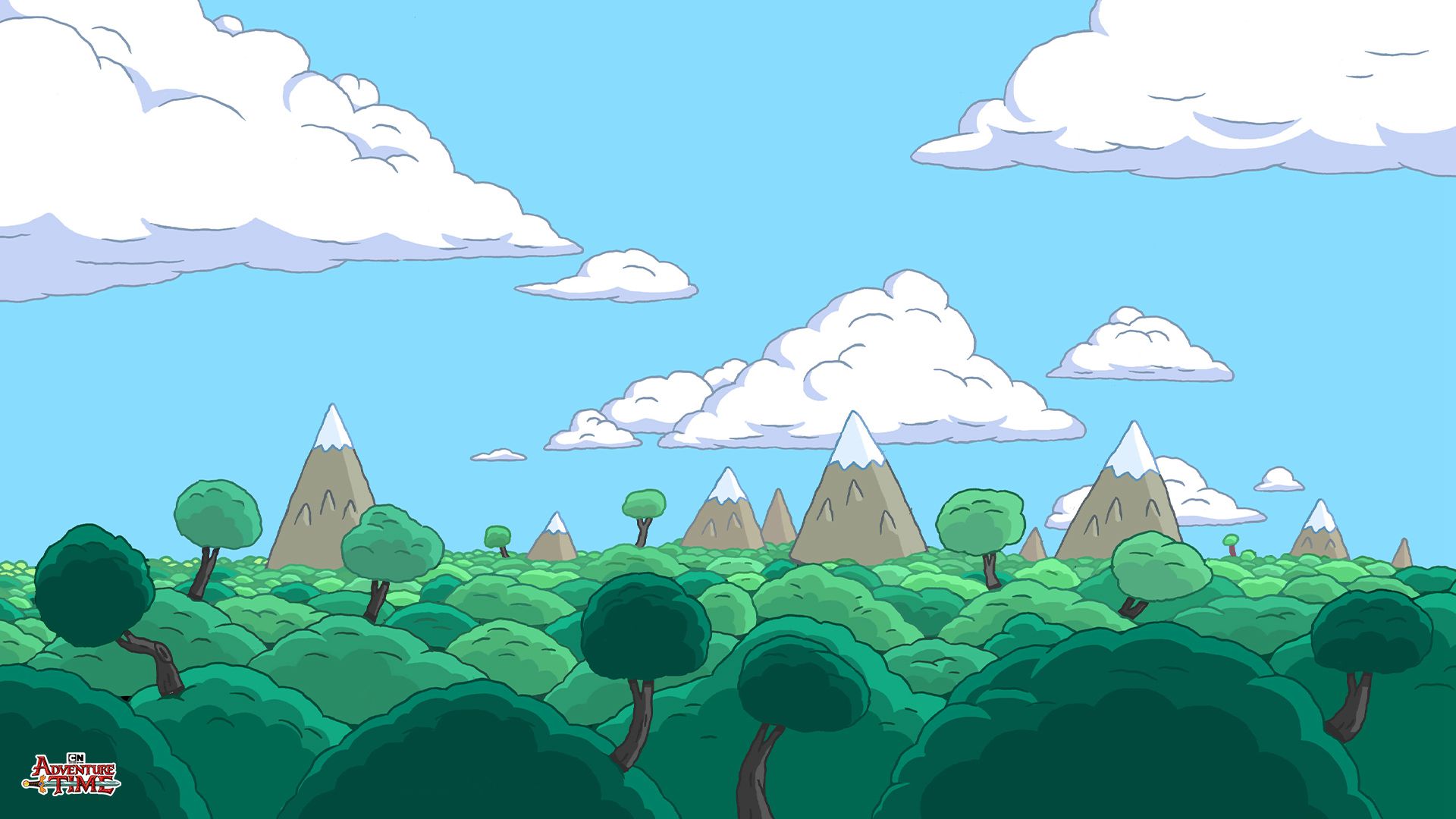 入目清新的绿色森系背景，美国搞笑动画《探险活宝》森系场景插画美图