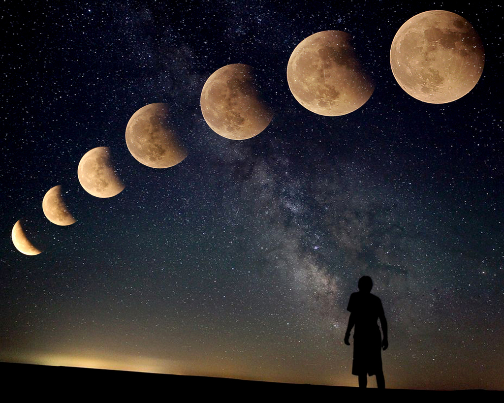 唯美星空月亮景色图片-图说月全食