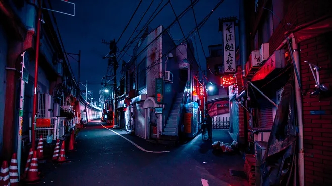 日系 街头 暗黑风格 唯美意境图片