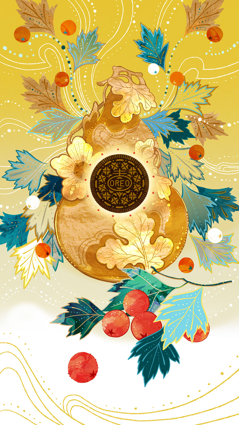 凤冠，朱钗，福禄 国风，古风素材品牌插画图片