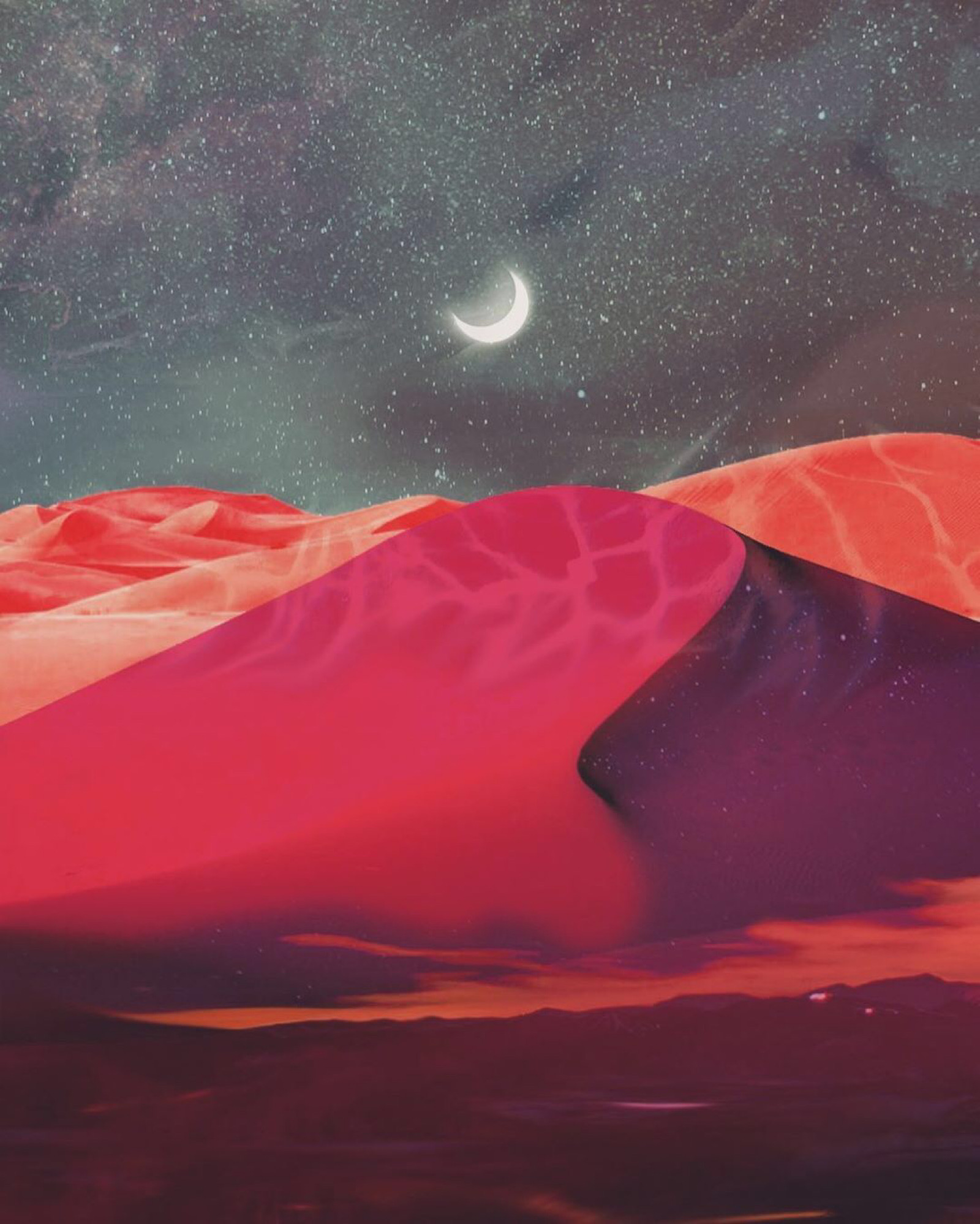 唯美的<span style='color:red;'>月亮</span>下的山水风景背景图片