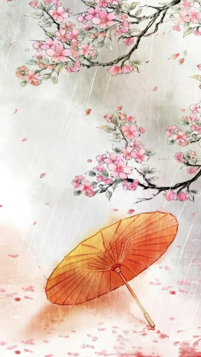 唯美中国风，很有意境的古风场景带有仙鹤，桃花，古筝，枝蔓等图片