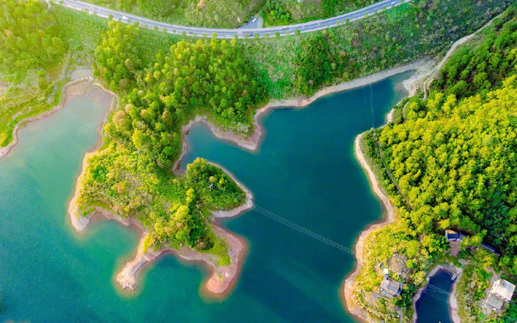天下第一秀水，高空俯瞰下的杭州千岛湖唯美风光景色图片