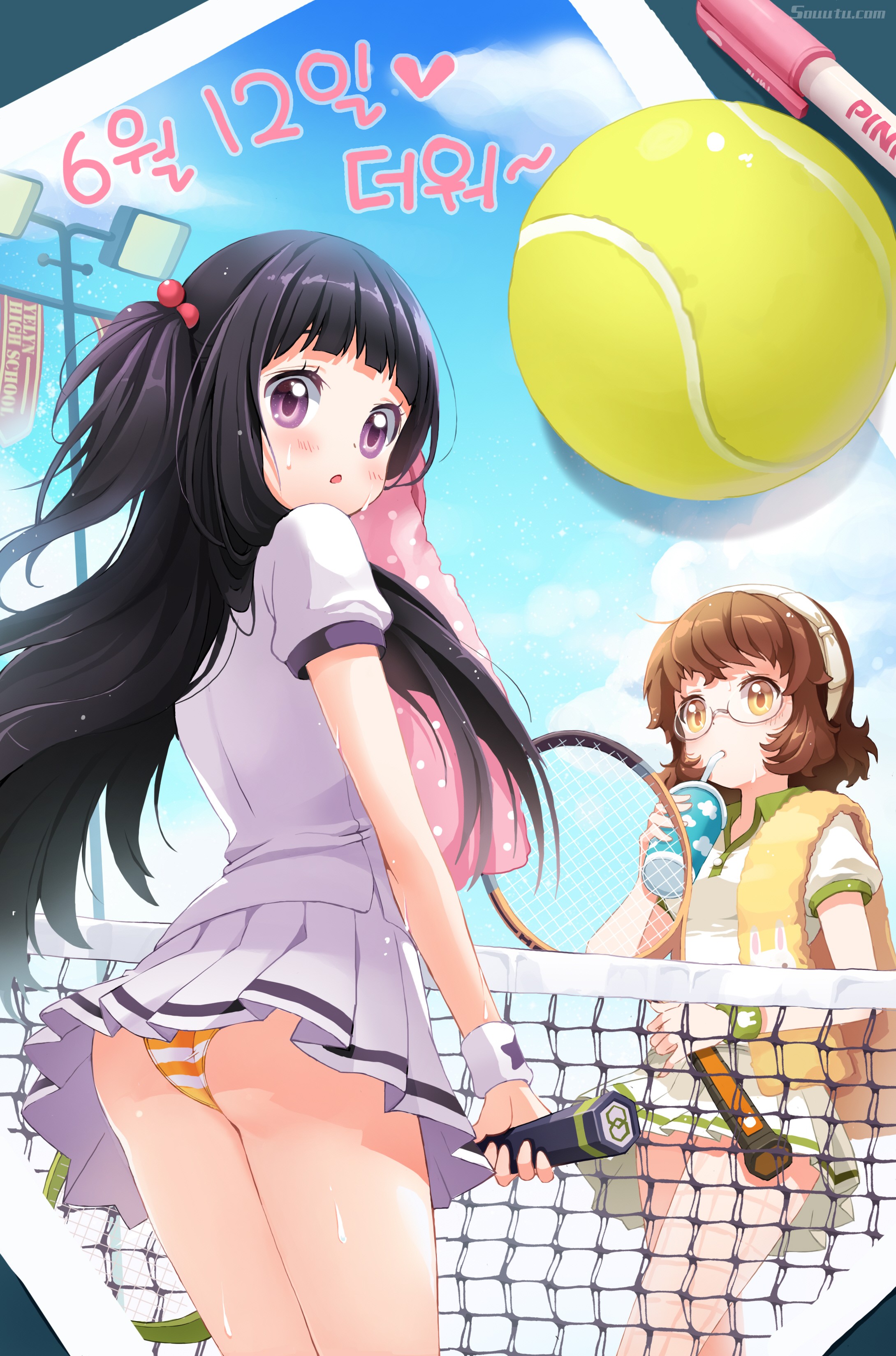 【运动风】网球妹子最性感，动漫美女打网球美图