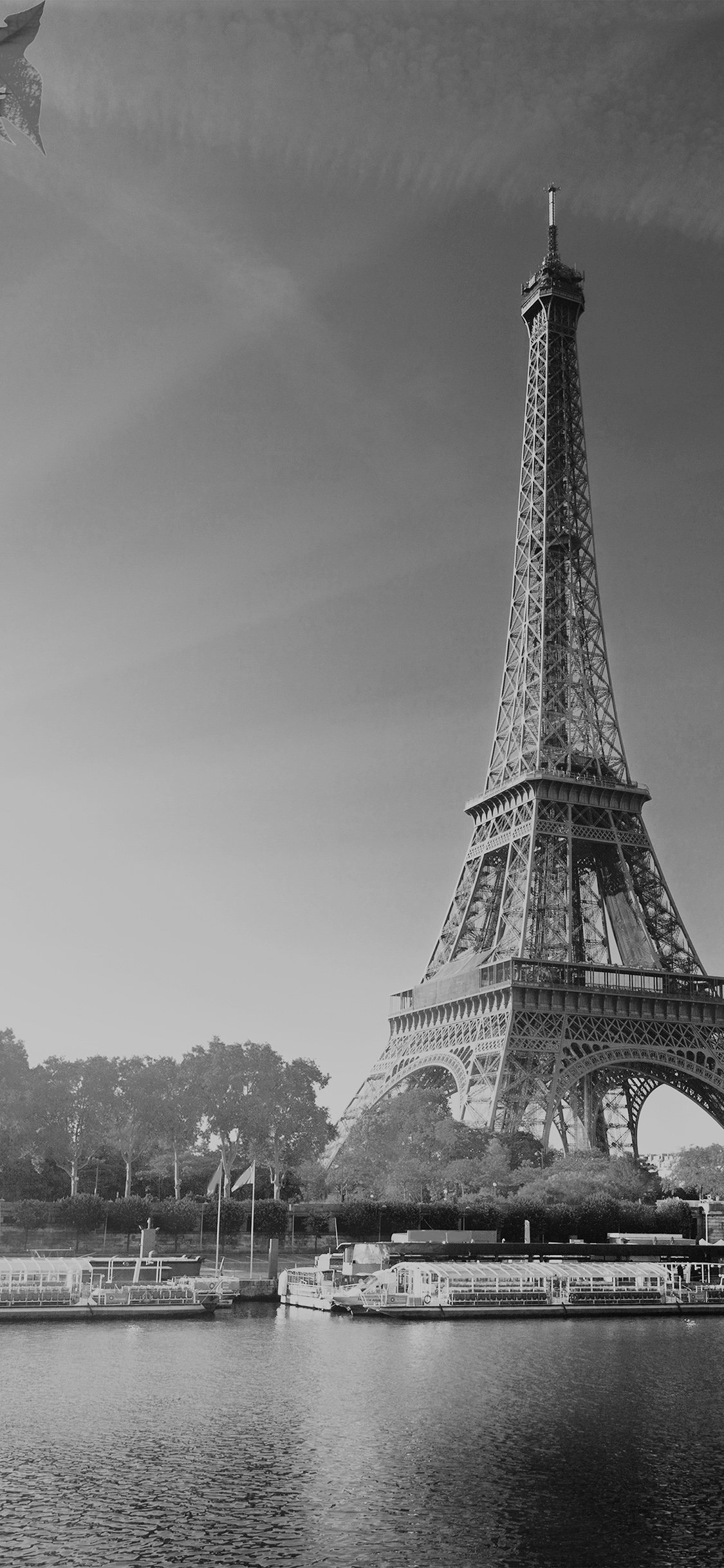 黑色色调的法国埃菲尔铁塔手机壁纸