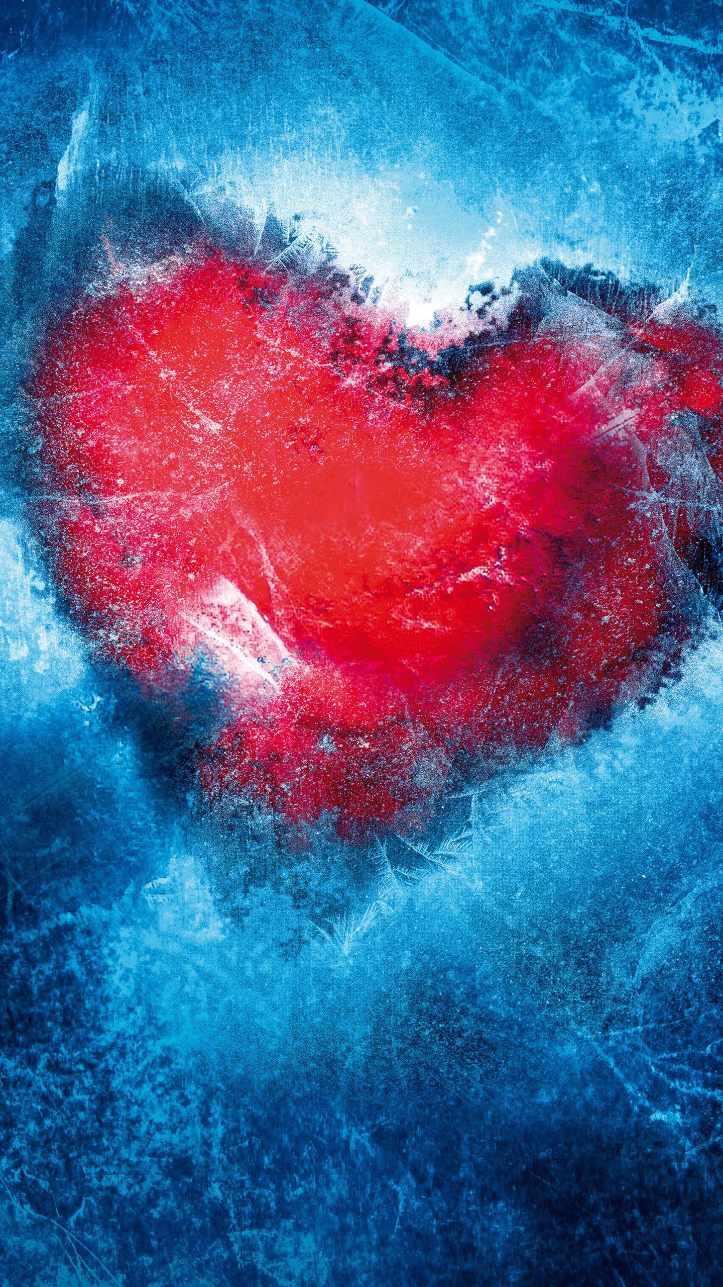 被冰冻的爱心唯美<span style='color:red;'>爱情</span>手机壁纸