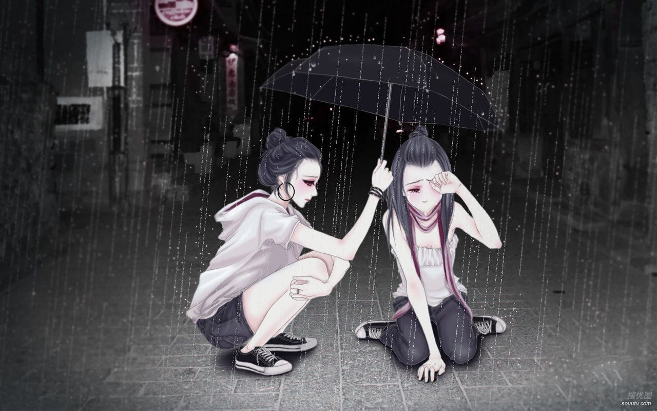 遮风挡雨~撑伞女孩动漫美图